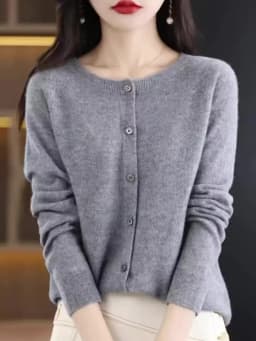 Women Cashmere Sweater 100% Merino Wool Knitted Cardigan Autumn Winter Knitwear O-Neck Female Solid Color Casual Fashion Top