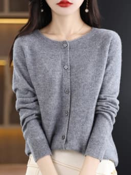 Women Cashmere Sweater 100% Merino Wool Knitted Cardigan Autumn Winter Knitwear O-Neck Female Solid Color Casual Fashion Top