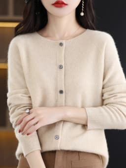 Women Cashmere Sweater 100% Merino Wool Knitted Cardigan Autumn Winter Knitwear O-Neck Female Solid Color Casual Fashion Top