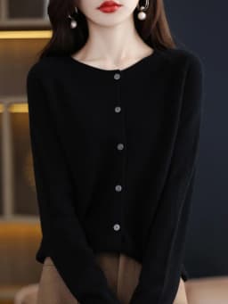 Women Cashmere Sweater 100% Merino Wool Knitted Cardigan Autumn Winter Knitwear O-Neck Female Solid Color Casual Fashion Top