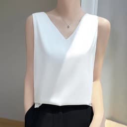 2024 Women's Summer New Sling Front And Rear V-Neck One Piece Two Wear Fashion Loose Silk Sexy T-shirt Versatile Top RW F138