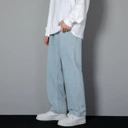 Korean Solid Colors Men's Casual Long Jeans Classic Man Four Seasons Straight Denim Wide-leg Pants Light Blue Grey Black 3XL