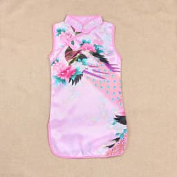 Cheongsam Dress Baby Girl Qipao Summer Clothes Peacock Sleeveless Slim Traditional Dress Child Girls Clothes Chinese Style