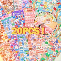 10-200Pcs Kawaii Handbook Stickers Cartoon Collage Laser Sticker DIY Decorative Scrapbooking Journals Stationery School Supplies