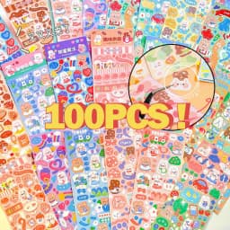 10-200Pcs Kawaii Handbook Stickers Cartoon Collage Laser Sticker DIY Decorative Scrapbooking Journals Stationery School Supplies