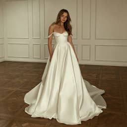 Off Shoulder Sweetheart Satin A-Line Wedding Dress Corset Bodice Chapel Train Elegant Simple Bridal Gown For Women Wedding Party