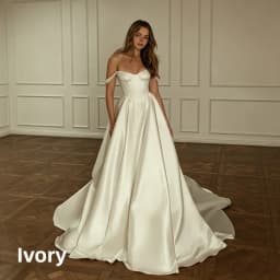Off Shoulder Sweetheart Satin A-Line Wedding Dress Corset Bodice Chapel Train Elegant Simple Bridal Gown For Women Wedding Party