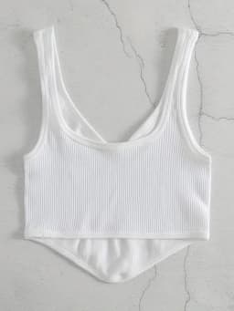 Harajuku Basic Crop Tops Rib Knit Crop Tops Women Sexy Seamless Deep V Neck Tank Top Fashion Bra Sleeveless Backless Sports Vest