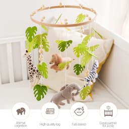 Baby Crib Mobile Wooden Wind Chime Bed Bell,Animal Crib Mobile With Music for Girls and Boys,Comfort Crib Hanging Bracket Toy