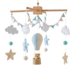 Baby Crib Mobile Wooden Wind Chime Bed Bell,Animal Crib Mobile With Music for Girls and Boys,Comfort Crib Hanging Bracket Toy