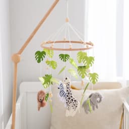 Baby Crib Mobile Wooden Wind Chime Bed Bell,Animal Crib Mobile With Music for Girls and Boys,Comfort Crib Hanging Bracket Toy