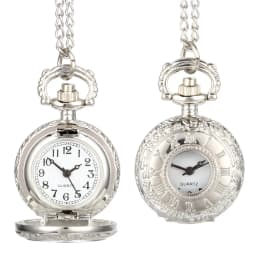 Fashion Vintage Alloy Number Dual Time Display Clock Necklace Chain Watches Birthday Gifts
