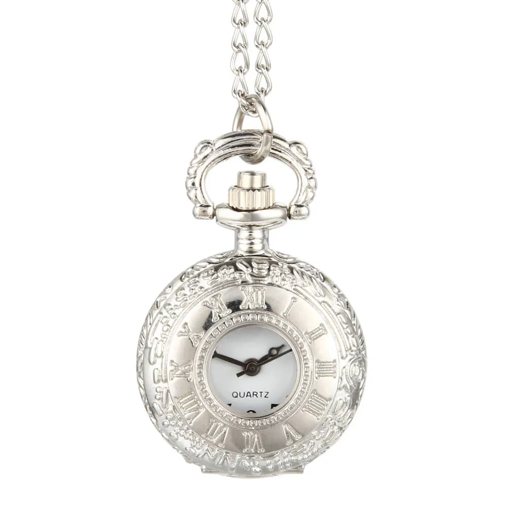 Fashion Vintage Alloy Number Dual Time Display Clock Necklace Chain Watches Birthday Gifts