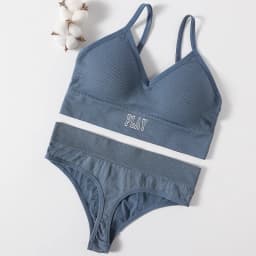 Women Seamless Bra And Panties Set High Rise Thongs Non-wire Sports Bra Comfy Brassiere Female Underwear Sexy Lingerie Set