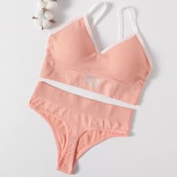 Women Seamless Bra And Panties Set High Rise Thongs Non-wire Sports Bra Comfy Brassiere Female Underwear Sexy Lingerie Set