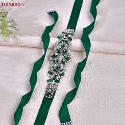 TOPQUEEN Multiple Styles Green Belt With Diamonds Bridal Wedding Accessories Rhinestone Women'S Dresses Evening Girdles S30