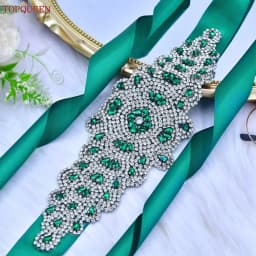 TOPQUEEN Multiple Styles Green Belt With Diamonds Bridal Wedding Accessories Rhinestone Women'S Dresses Evening Girdles S30
