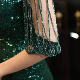 DEERVEADO Mermaid Evening Dress Beaded Long Formal Dress Women's Bodycon Maxi Dress Evening Party Gown