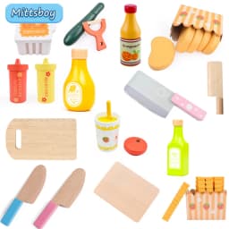 Magnetic Tool Kitchen Montessori Brain Game Toy Hamburger Play House Toys Simulation Seasoning Baking Toy Wooden Educational Toy
