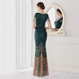 DEERVEADO Elegant V Neck Mermaid Evening Dress Long Luxury Beads Women Prom Party Dresses Formal Occasion Dress 19085