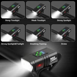 2 New Led Bicycle Lights 1000Lm USB Charging Power Display Mountain Bike Front Light Flashlight Cycling Equipment Plus Bicycle Tail Light Set