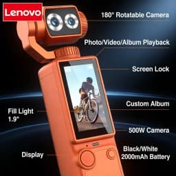 Lenovo 4K HD HandHold Wearable Camera Mini Travel Outdoor Portable Recorder Pocket Cam For Motorcycle and Vlogging  2026 New