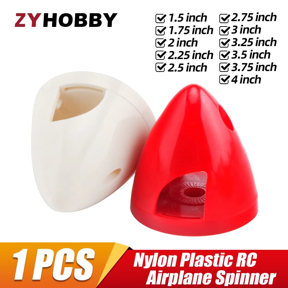 1Pc Nylon Plastic RC Airplane Prop Propeller Spinner Red / White 1.5" /1.75" / 2" / 2.25"/ 3"/ 3.25" / 3.5" /3.75" / 4"inch