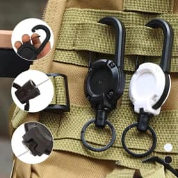 Retractable Heavy Duty Pull Reel Carabiner Key Chains Strong Steel Wire Rope Buckle Spring Key Ring Outdoor Sporty Keychain Tool