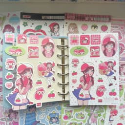1/9PCS Korean Sweet Cool Girl Stickers Cute Cartoon Anime Girl Stickers Journal Diary Notebook Scrapbook Diy Decorative Stickers
