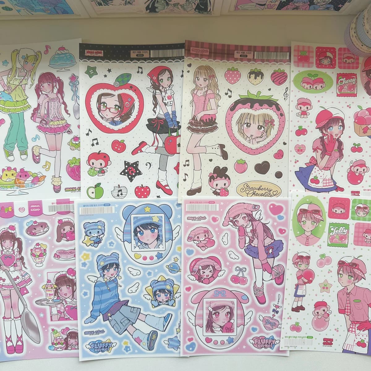 1/9PCS Korean Sweet Cool Girl Stickers Cute Cartoon Anime Girl Stickers Journal Diary Notebook Scrapbook Diy Decorative Stickers