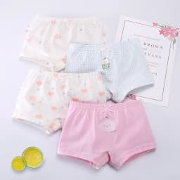 4Pcs Children's Panties Girls Pure Cotton Boxer Kids Cartoon Soft Pretty Washable Child Briefs Underwear 3-10 Year Old