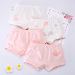 4Pcs Children's Panties Girls Pure Cotton Boxer Kids Cartoon Soft Pretty Washable Child Briefs Underwear 3-10 Year Old