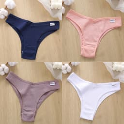 4PCS M-XL Women's Panties FINETOO Cotton Panties Sexy Female Underpants Low Waist Underwear Women Pantys Lingerie