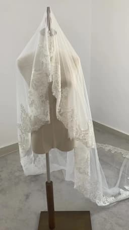 Real Photos White/Ivory Cathedral Wedding Veil 3M One Layer Lace Beads Mantilla Bridal Veils Wedding Accessories Veu De Noiva