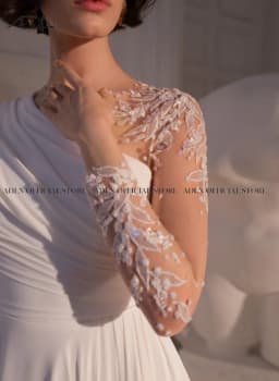 ADLN Asymmetric Chiffon Beach Wedding Dresses Side Slit Long Sleeves Boho Bride Dress Custom Made Gown Robe de Mariage