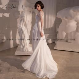 ADLN Asymmetric Chiffon Beach Wedding Dresses Side Slit Long Sleeves Boho Bride Dress Custom Made Gown Robe de Mariage