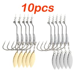 Jig Head Fish Hook 2G 3G 4G Fishing Hooks 10Pcs With Spin Lock Pin Spinner For Soft Fishing Bait Of Carbon Steel Hooks