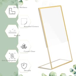 Gold Borders Acrylic Sign Holder Picture Frame Display Stand Clear Paper Holder Table Menu Stands for Wedding Office Restaurant