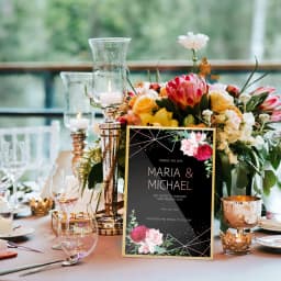Gold Borders Acrylic Sign Holder Picture Frame Display Stand Clear Paper Holder Table Menu Stands for Wedding Office Restaurant