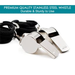 5 Packs Stainless Steel Whistle Loud Metal Whistles with Lanyard Professional Referees Whistle Coaches Lifeguards Survival Sport