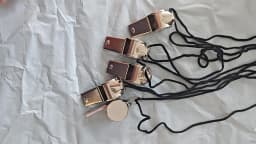 5 Packs Stainless Steel Whistle Loud Metal Whistles with Lanyard Professional Referees Whistle Coaches Lifeguards Survival Sport