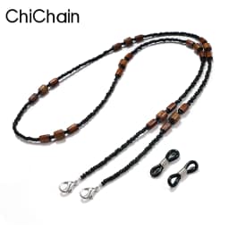 2022 New Wooden Beaded Glasses Chain for Women Fashion Lanyard Acrylic Mask Sunglassses Strap Cord Hanging Neck Hold