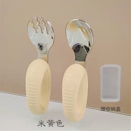 New Training Easy to Grip Short Handle Baby Stainless Steel Fork Spoon Set with Silicone Tips for Toddlers Learning Molars