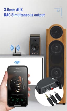 Digital to Analog Audio DAC Converter Adapter Digital SPDIF Optical Toslink to 3.5mm 3.5 AUX Jack RCA L/R Bluetooth 5.0 Receiver