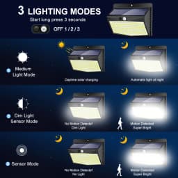 138 LED Solar Light Outdoor Solar Wall Lamp Human Body Sensor 3 Mode Waterproof Garden Decor Street Lights Sunlight Powered