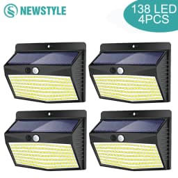 138 LED Solar Light Outdoor Solar Wall Lamp Human Body Sensor 3 Mode Waterproof Garden Decor Street Lights Sunlight Powered
