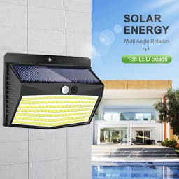 138 LED Solar Light Outdoor Solar Wall Lamp Human Body Sensor 3 Mode Waterproof Garden Decor Street Lights Sunlight Powered