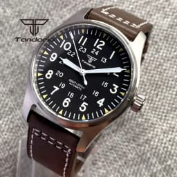 Tandorio 39mm 20BAR Dive Pilot Men's Automatic Steel Watch NH35 Miyota 8215 PT5000 Mechanical AR Sapphire Wristwatch Green Lume