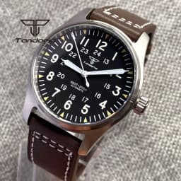 Tandorio 39mm 20BAR Dive Pilot Men's Automatic Steel Watch NH35 Miyota 8215 PT5000 Mechanical AR Sapphire Wristwatch Green Lume