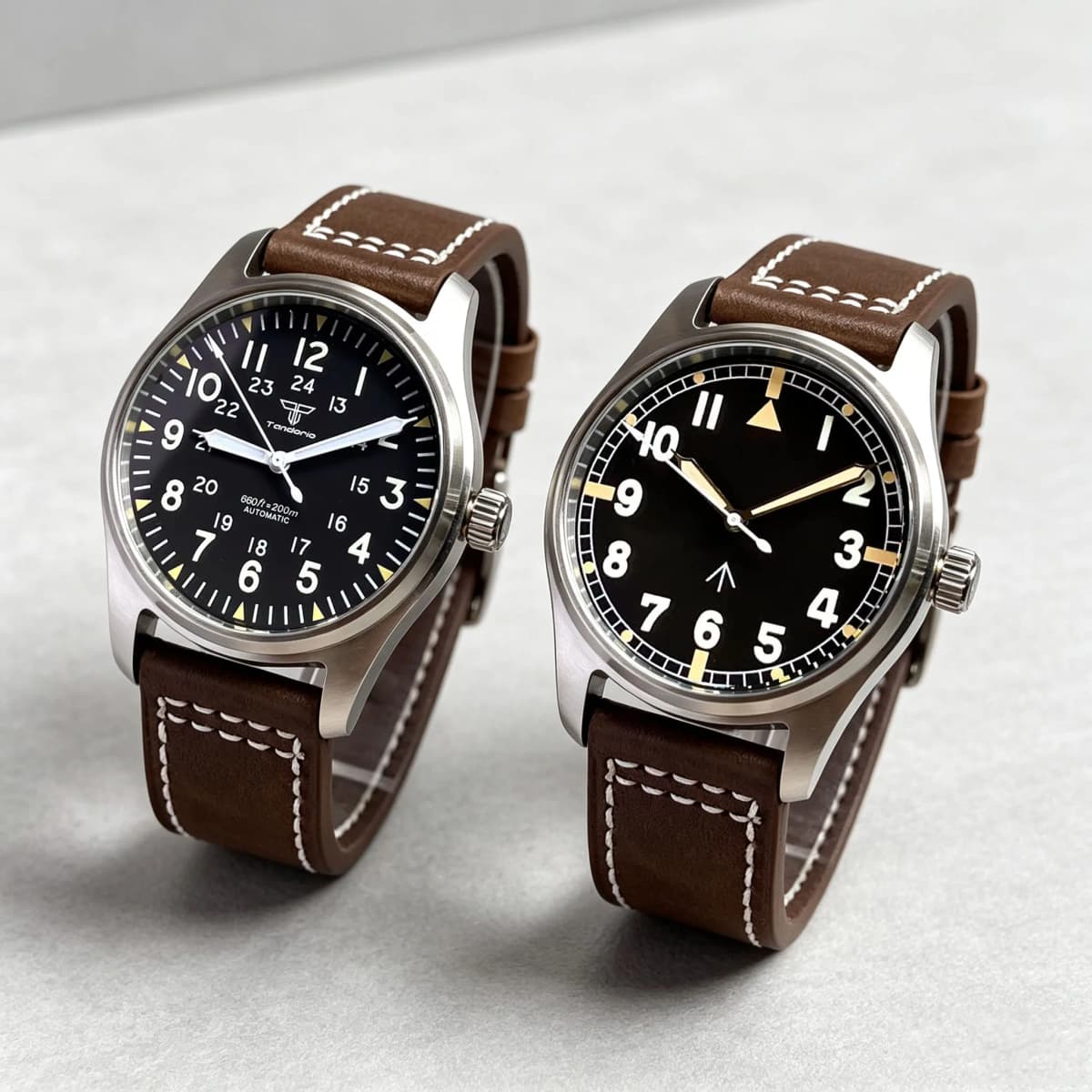 Tandorio 39mm 20BAR Dive Pilot Men's Automatic Steel Watch NH35 Miyota 8215 PT5000 Mechanical AR Sapphire Wristwatch Green Lume
